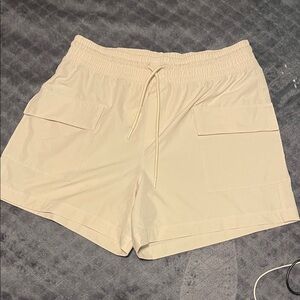 Never not Hustling Beige Drawstring Shorts